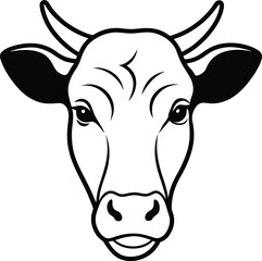Cow Head Line Art Vector