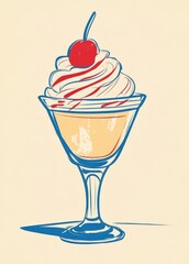 Delicious Ice Cream Sundae in Elegant Glass with Cherry on Top