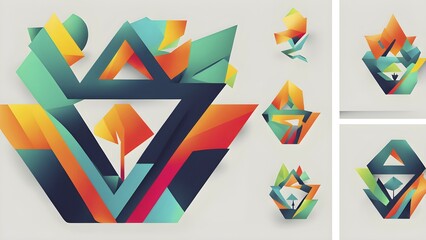 Minimalist illustration in simple geometric shapes representing ecological energy, AI generated