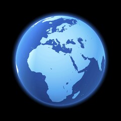 Blue globe showing atmosphere, Europe and Africa, 3-D illustration