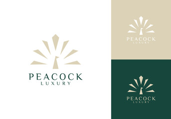 simple abstract peacock luxury logo vector design