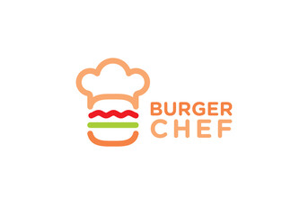 chef burger logo combination. food restaurant cooking vector graphic design