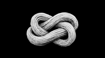 Naklejka premium Intertwined strands forming a figure-eight shape on black background.