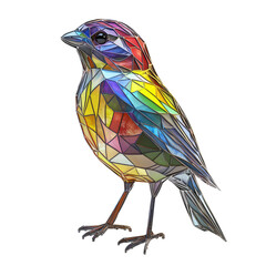 Colorful Stained Glass Bird Design with Striking Geometric Shapes on a Clean transparent background