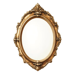Ornate Gold Oval Mirror Showcasing Acanthus Leaf Carvings