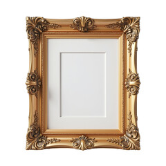 Ornate Gold Picture Frame Displaying Plain White Frame