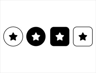 Star icon set. Simple star buttons collection. Round corners. Rating or feedback icon