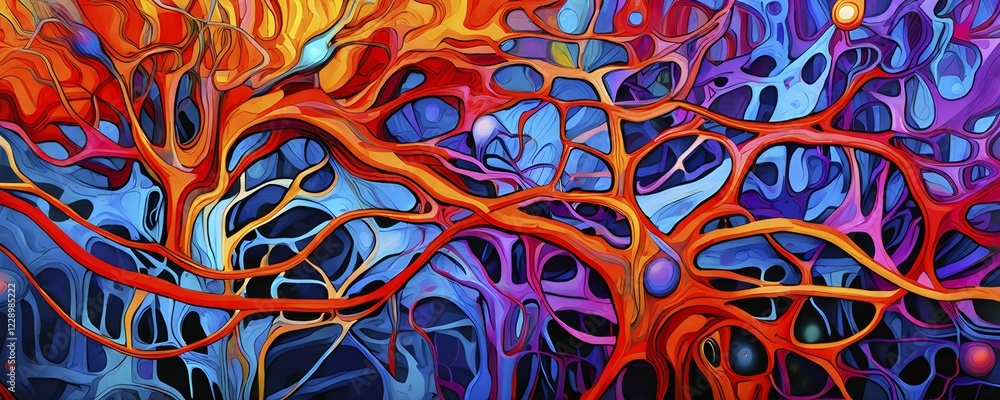 Aufkleber abstract representation of neural networks modeled after the human brain with intricate web-like pat