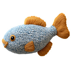 Knitted Anchovy Design with Soft Yarn on Plain Background for Craft and Textile Projects