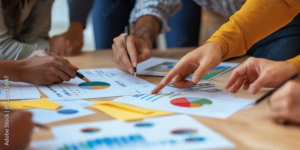 Poster Engaging in a Collaborative Business Strategy Session, which will involve the use of comprehensive Charts and Diagrams to facilitate understanding and communication among the participants