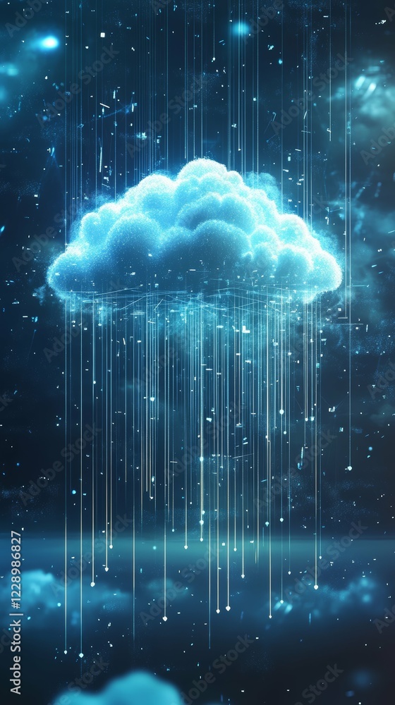 Poster stunning digital cloud and data streams in a futuristic tech universe