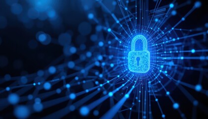 Fototapeta premium Digital lock security network illustration, futuristic concept