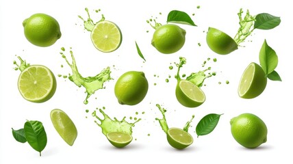 Vibrant Set of Fresh Delicious Limes Ready to Enhance Your Culinary Creations