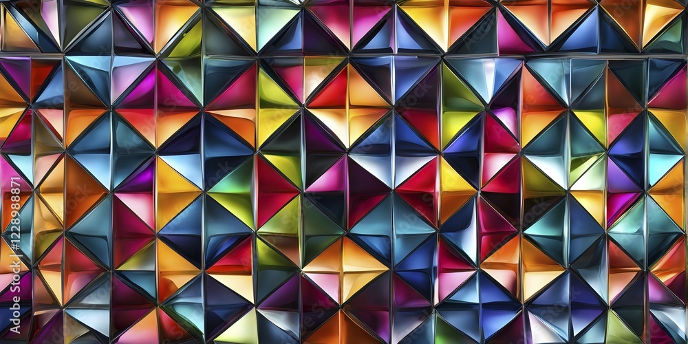 Poster 3d rendering of vibrant colored abstract changing glass design in an ornament structure, ai generate