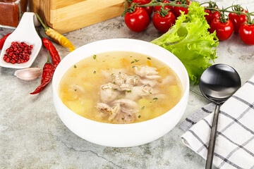 Homemade chicken soup with vegetables