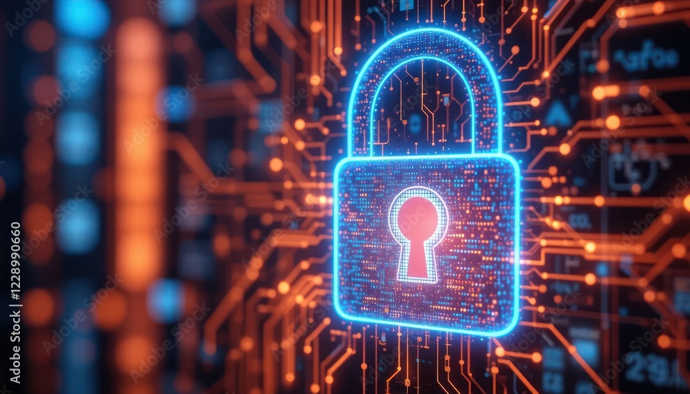 Poster digital lock securing circuit board; data protection