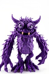 Naklejka premium Purple Monster Figurine Toy Cute Funny Creature