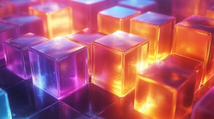 Interlocking geometric cubes in a clean, luminous design with vibrant hues 