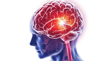 Human Brain Visualization with Glowing Areas of Activity and Detail