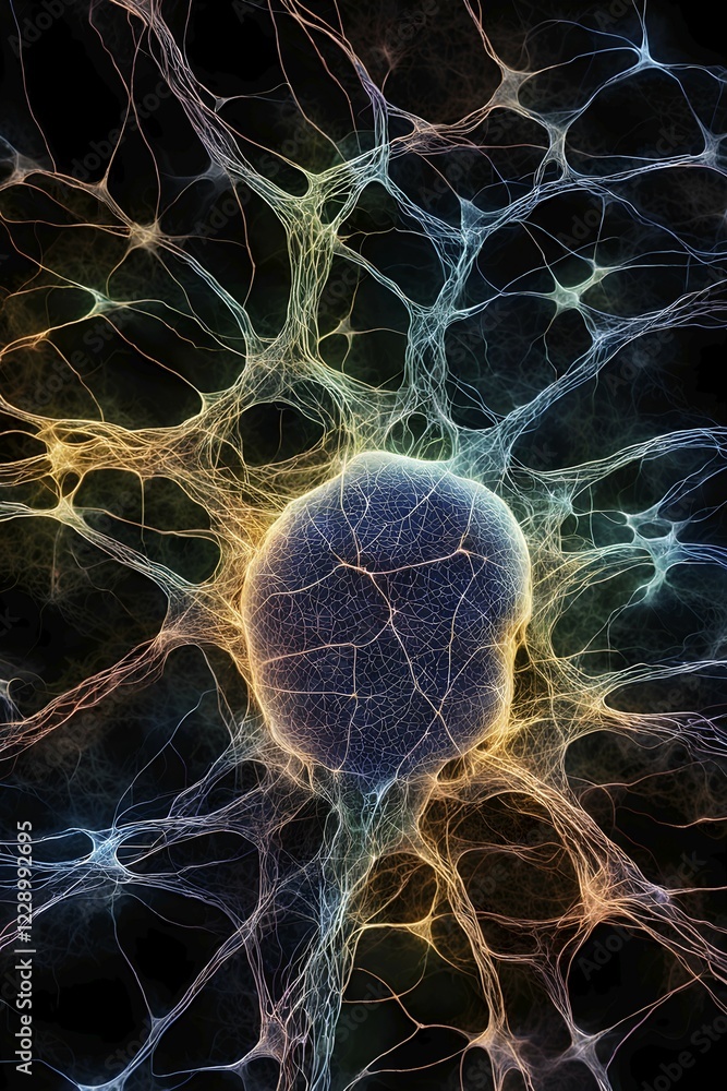 Aufkleber abstract representation of neural networks modeled after the human brain with intricate web-like pat