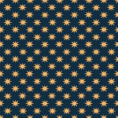 Yellow Sparkles on Navy Blue Vector Seamless Pattern Design