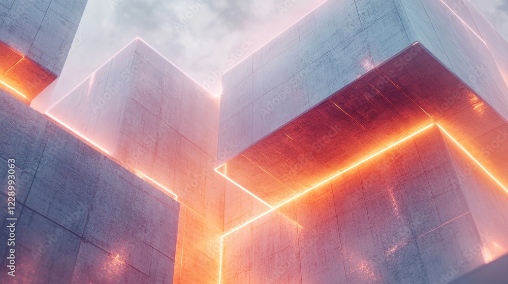 Poster intersecting lines forming clean geometric shapes with luminous highlights