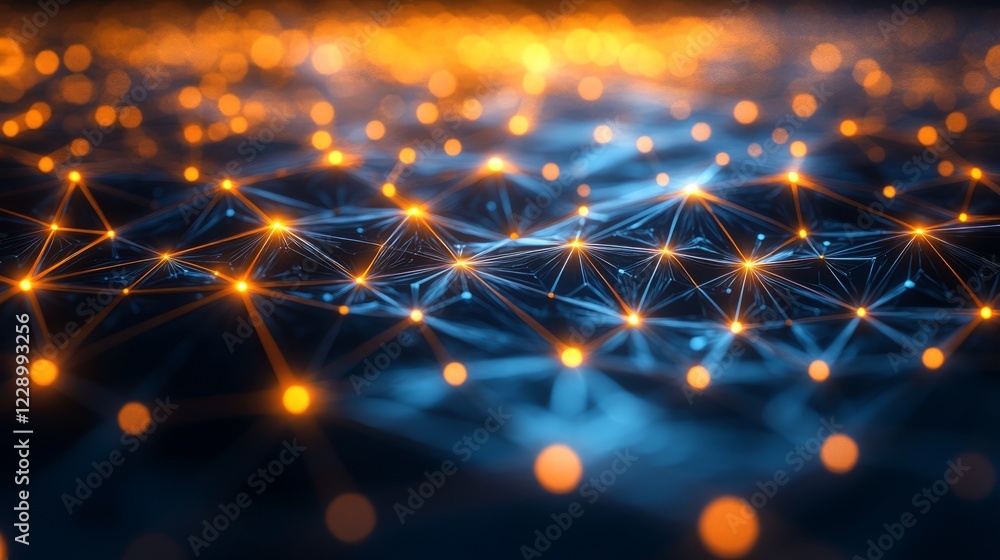 Poster intersecting lines forming clean geometric shapes with luminous highlights