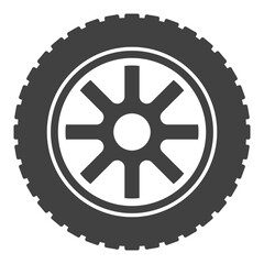 Durable tire vector icon - Auto wheel and alloy rim symbol