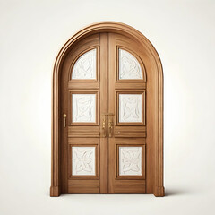Classic Style: Wooden Door Isolated on a White Background