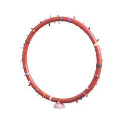 Naklejka premium Reddish-Brown Hula Hoop Stands with Colorful Rubber Bands and Protrusions