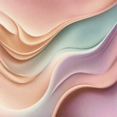 Flowing abstract design featuring gentle waves of pastel colors in pink, blue, and peach, AI generated