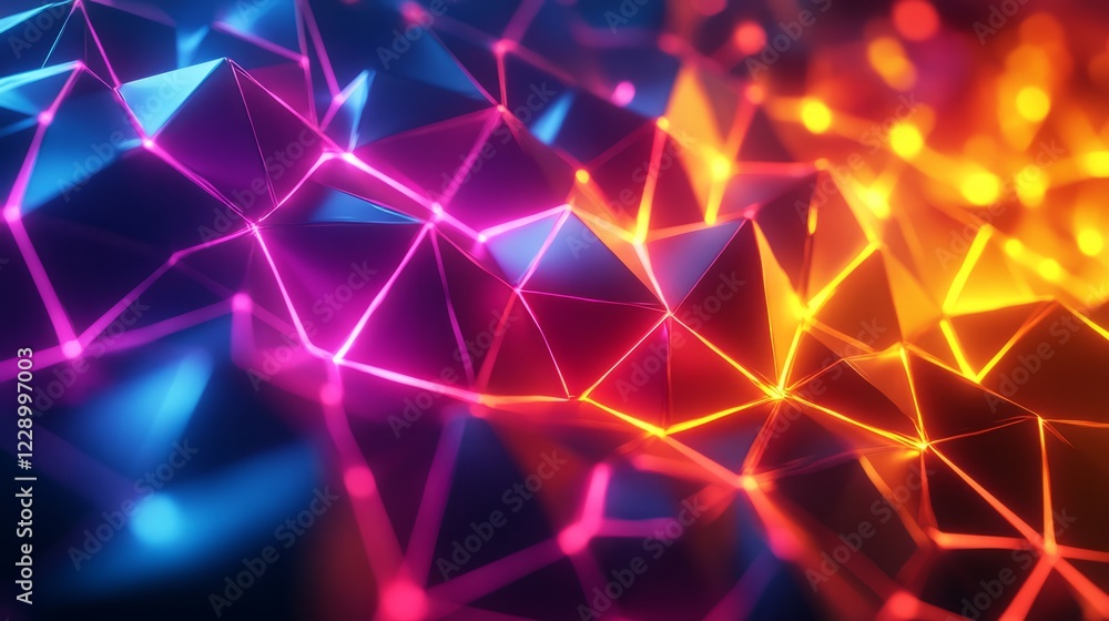 Poster abstract composition glowing with soft neon hues against a dynamic light background
