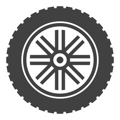 Obraz premium Wheel vector icon. Car tire with alloy rim vector sign