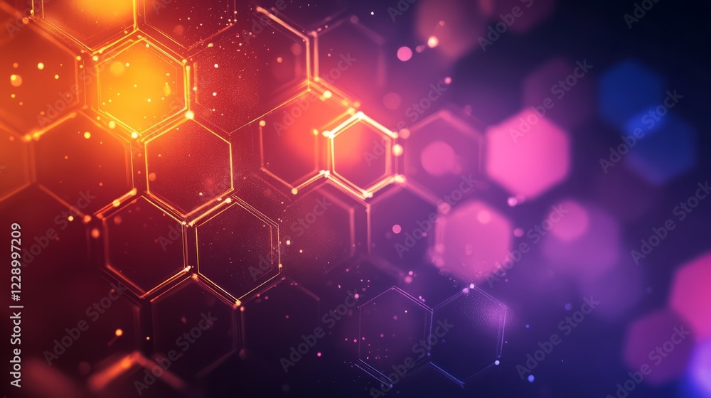 Poster abstract composition glowing with soft neon hues against a dynamic light background