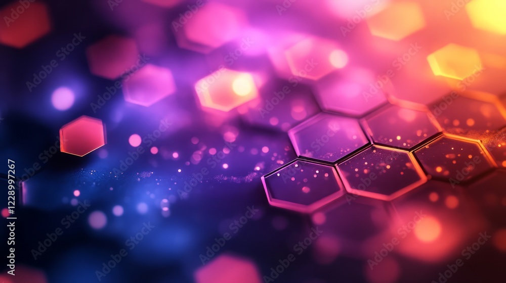 Poster abstract composition glowing with soft neon hues against a dynamic light background