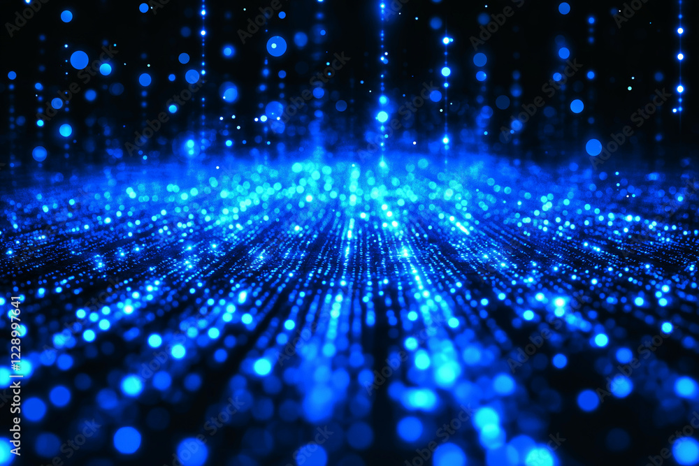 Poster abstract blue glowing particle background digital art design modern technology futuristic shiny