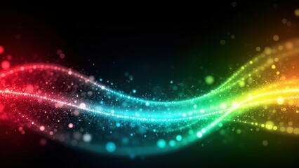 Rainbow energy wave abstract background - Generative AI.