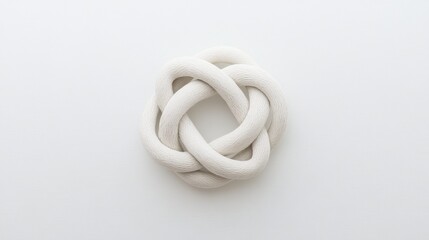 White clay knot, intricate design, simple background.