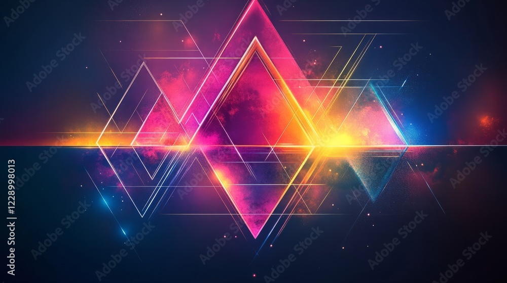 Poster abstract composition glowing with soft neon hues against a dynamic light background