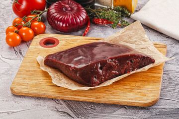 Raw beef liver for cooking