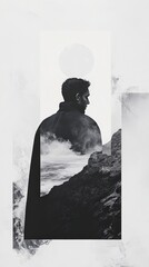 Surreal Landscape Portrait of a Man Against Mystical Background
