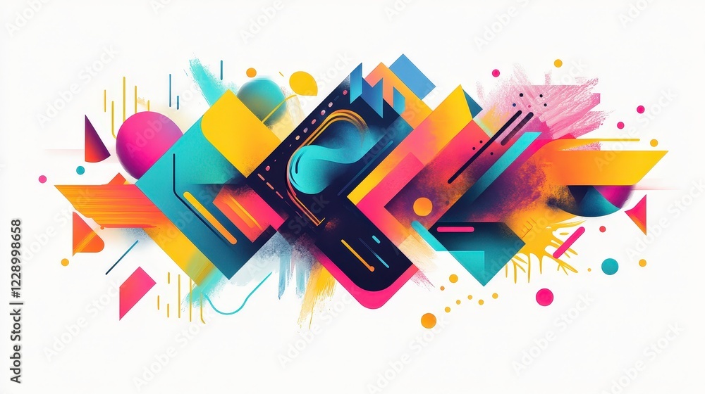 Aufkleber vibrant abstract geometric design with colorful shapes and patterns