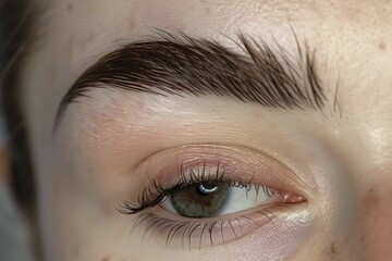 Obraz premium Close up of dark full woman's eyebrows. Generative Ai, AI generated