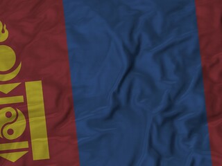 Closeup of Ruffled Mongolia flag, Fabric Ruffled Flag Background