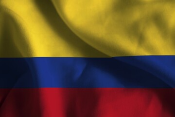 Fototapeta premium A ruffled fabric flag of Colombia