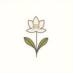 A minimalistic logo featuring a single flower with clean lines to symbolize purity