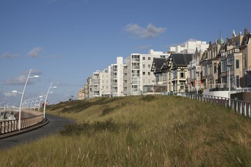 Old and modern architecture on the beach promenade, Scheveningen, The Hague, Holland, The Netherlands, Europe
