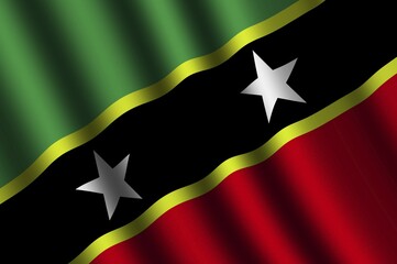 The Saint Kitts and Nevis flag flying in the wind