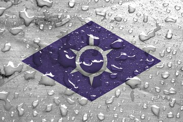 Flag of Kofu with rain drops