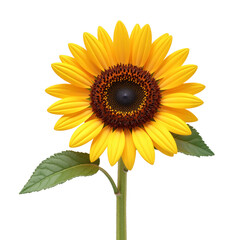 Obraz premium Sunflower Blooming with Bright Yellow Petals and Green Leaves